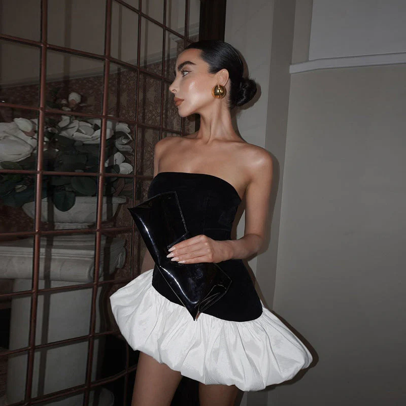 Fall Chic Elegant Strapless Peplum Mini Party Dress - Image 5