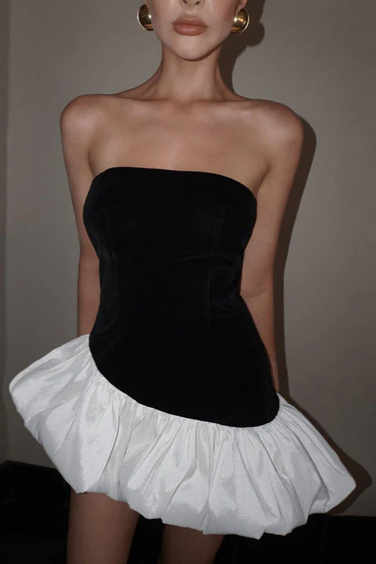 Fall Chic Elegant Strapless Peplum Mini Party Dress - Image 6