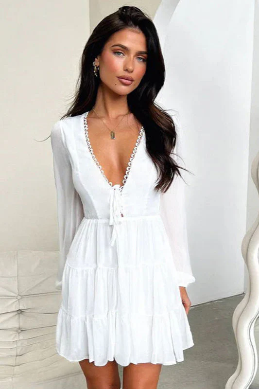 V-Neck Lace-Up Slim Fit Bodycon Party Dress - Image 2