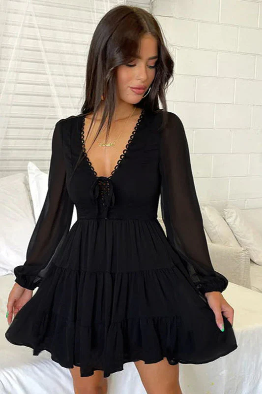 V-Neck Lace-Up Slim Fit Bodycon Party Dress - Image 9