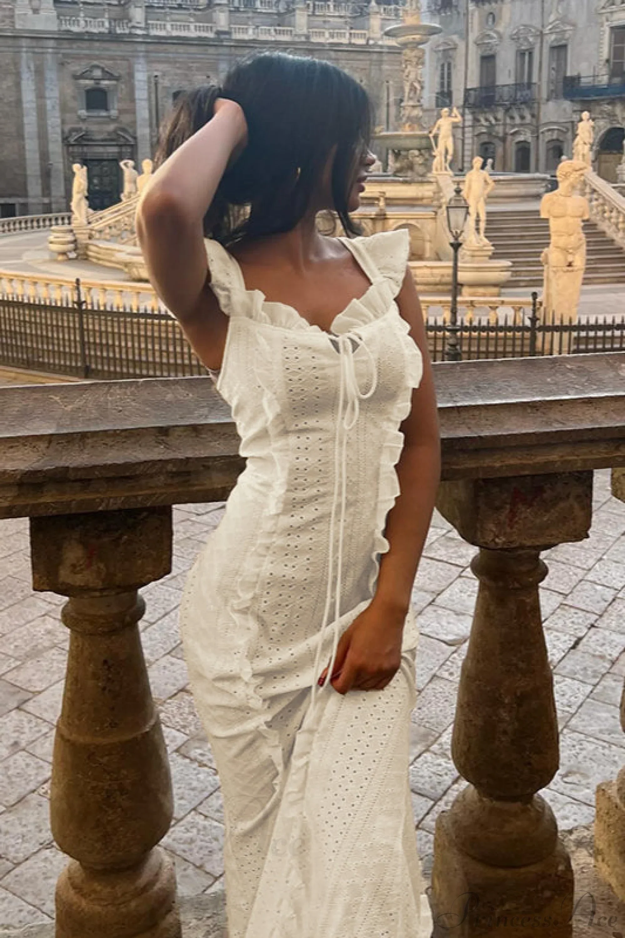Vintage Lace Off-Shoulder Strap Party Dress - Image 10