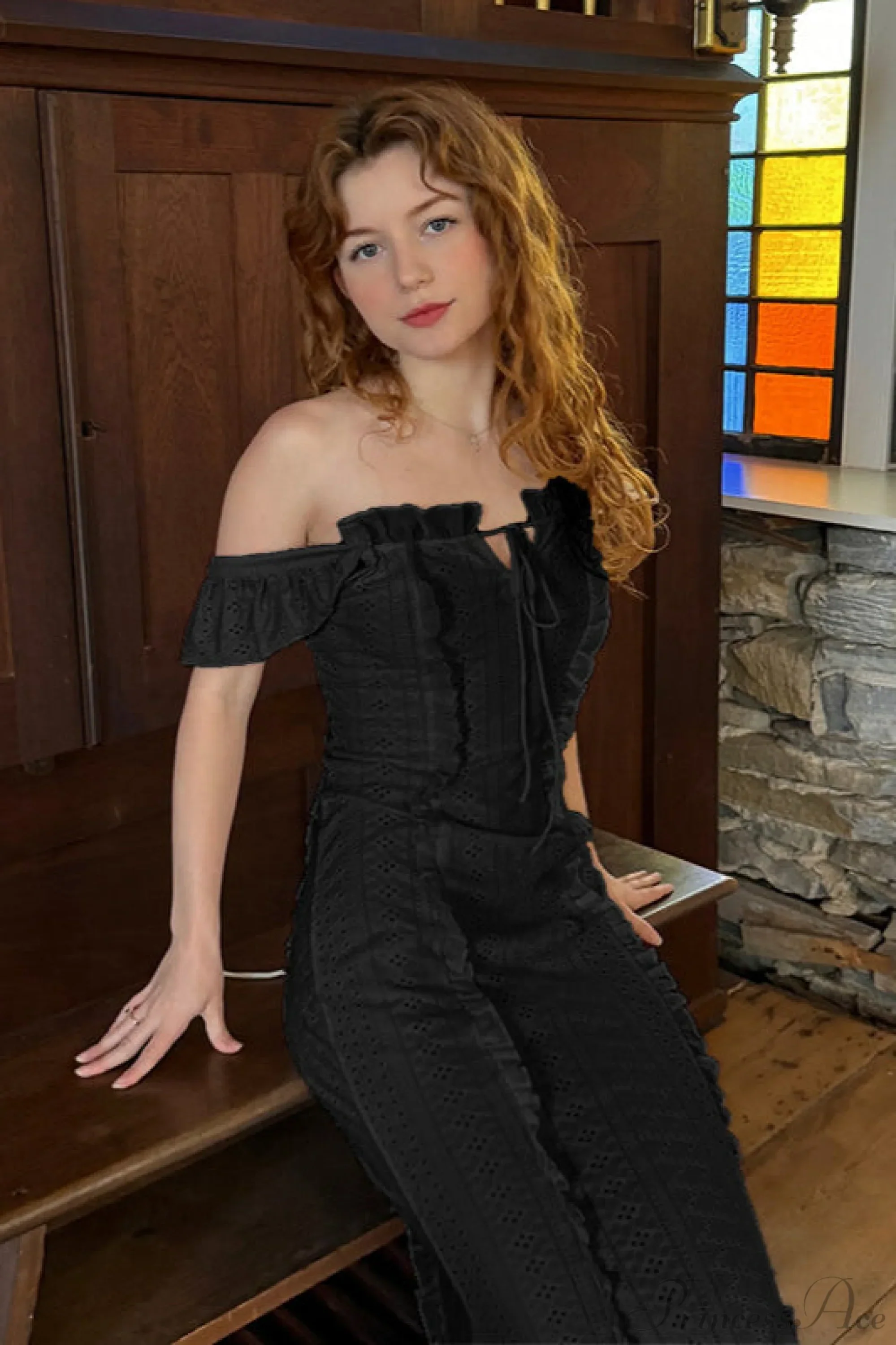 Vintage Lace Off-Shoulder Strap Party Dress - Image 15