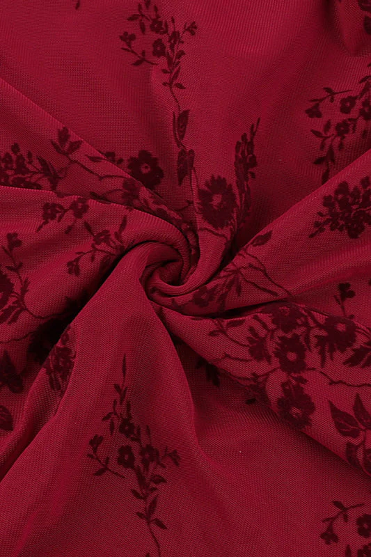 Floral Print V-Neck Sleeveless Fitted Party Dress - Image 2