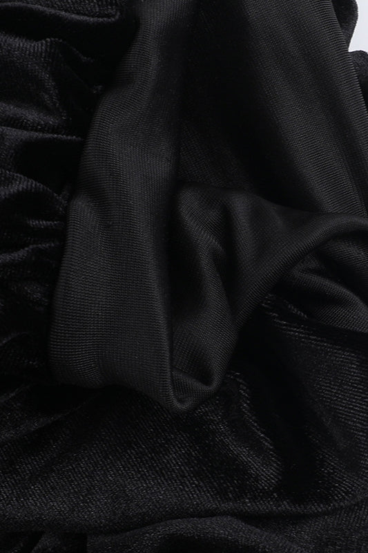 Velvet Pleated Hem Long Sleeve Party Dress - Image 3