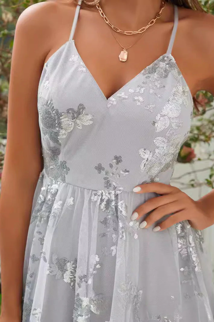 Cami Sleeveless Sequin Embroidered Backless Party  Dress - Image 3