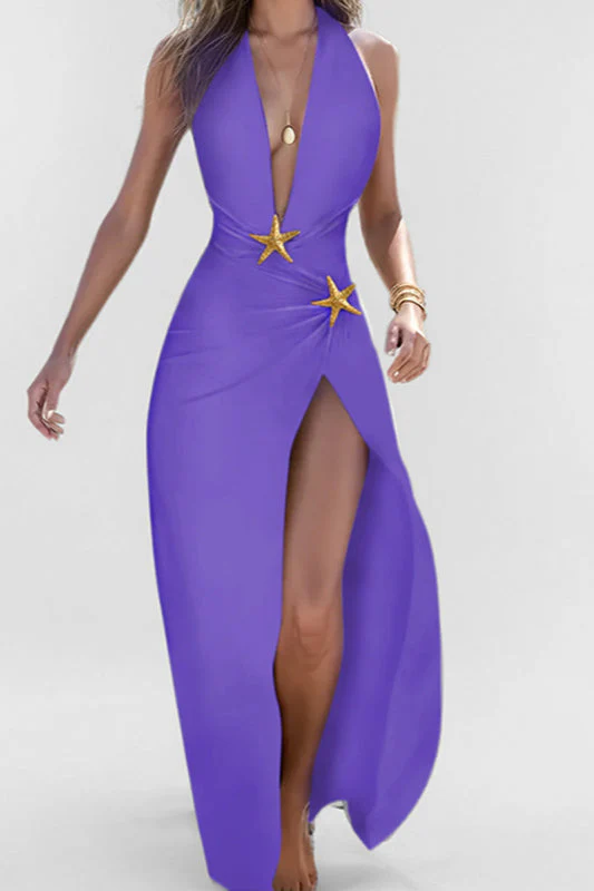 Fashionable V-Neck Split Loose Party Dress - Image 4