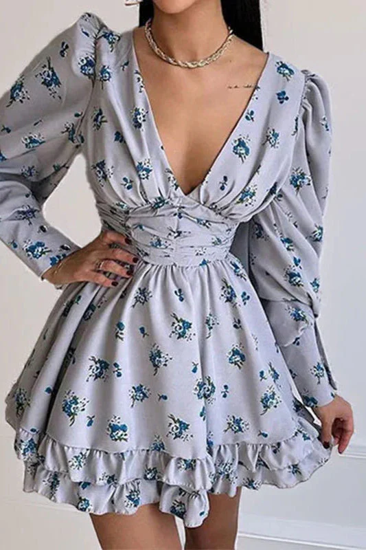 Floral Long Sleeve Party  Dress - Image 10
