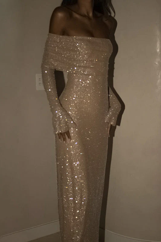 Metallic Trim Slimming Off-Shoulder Bodycon Party Dress - Image 10