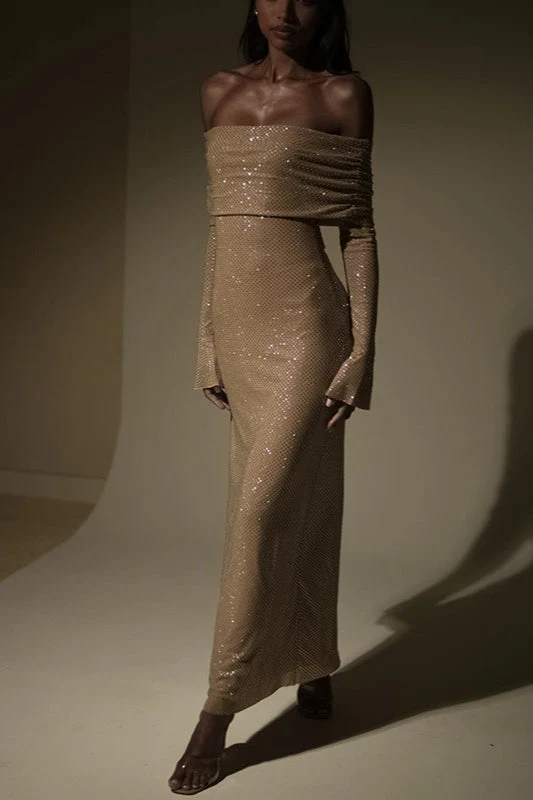 Metallic Trim Slimming Off-Shoulder Bodycon Party Dress - Image 7