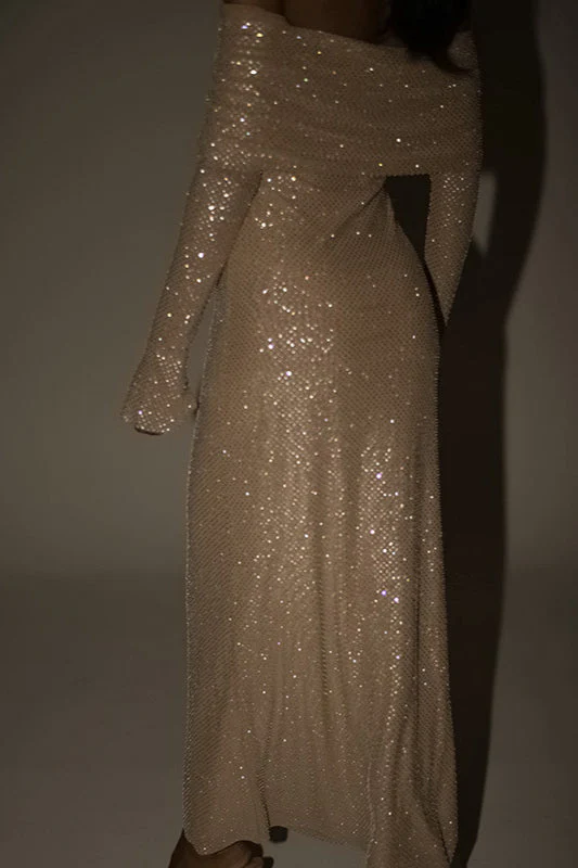 Metallic Trim Slimming Off-Shoulder Bodycon Party Dress - Image 8