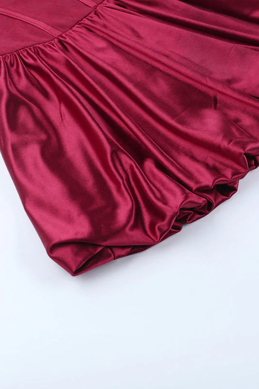 Sexy Satin Patchwork Waist-Cinched Tulip Hem Party Dress - Image 2