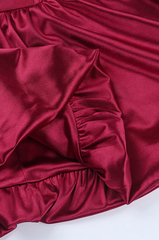 Sexy Satin Patchwork Waist-Cinched Tulip Hem Party Dress - Image 3
