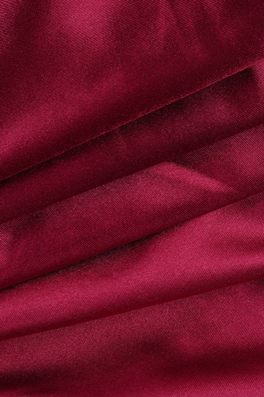 Sexy Satin Patchwork Waist-Cinched Tulip Hem Party Dress - Image 4