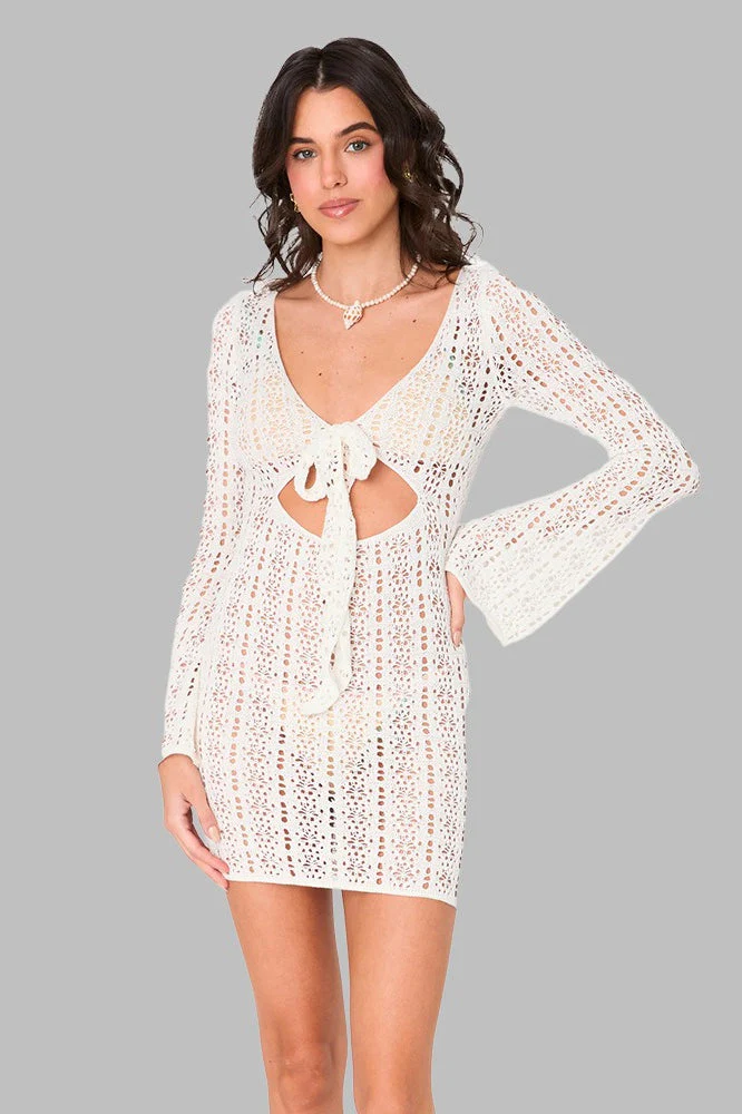 Sun Protection Hollow Tie Boho Dress - Image 2