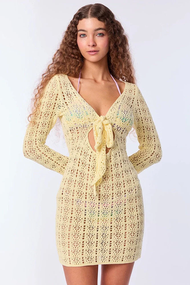 Sun Protection Hollow Tie Boho Dress - Image 4