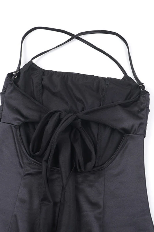 Satin Square Neck High Split Bodycon Party  Dress - Image 3