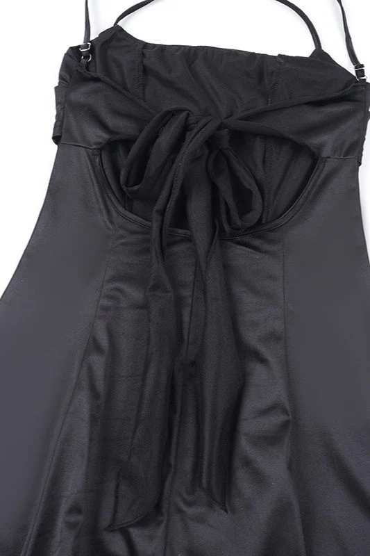 Satin Square Neck High Split Bodycon Party  Dress - Image 4