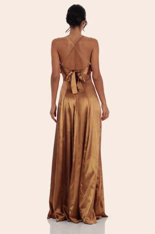 Satin Square Neck High Split Bodycon Party  Dress - Image 9