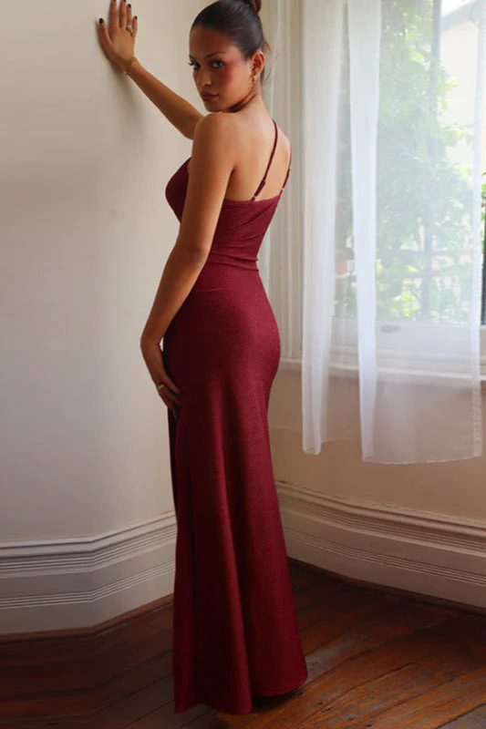 One-Shoulder Cutout Split Bodycon Party Dress - Image 15