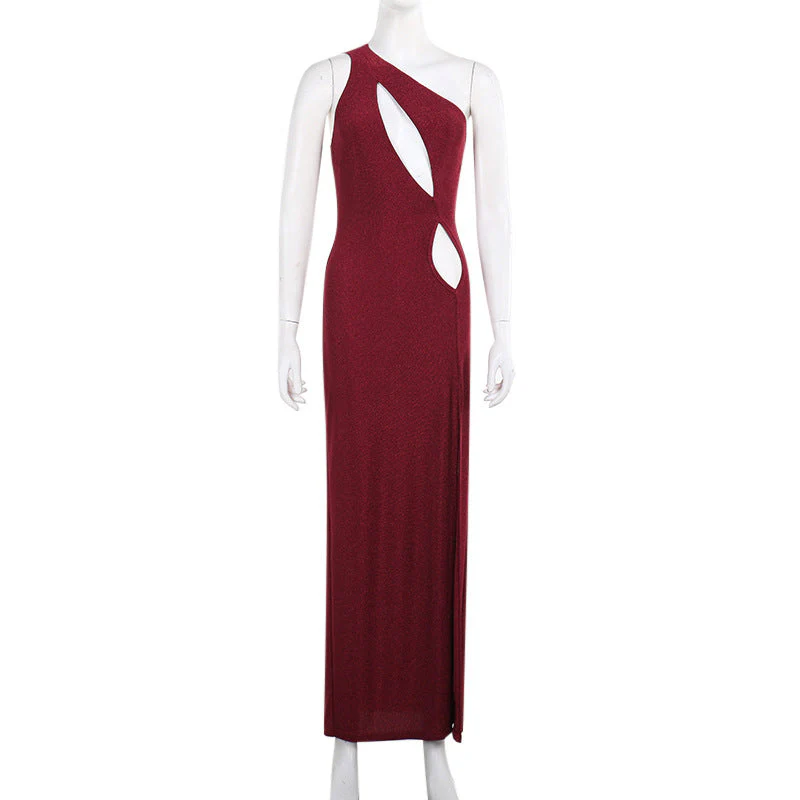 One-Shoulder Cutout Split Bodycon Party Dress - Image 9