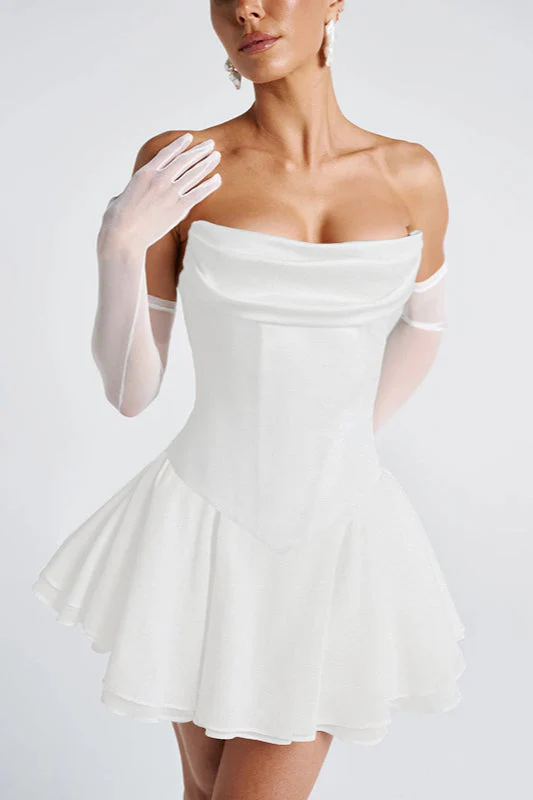 Cowl Neck Strapless Waist-Cinched Party Dress - Image 11