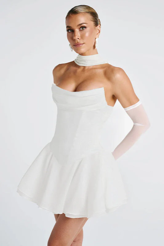 Cowl Neck Strapless Waist-Cinched Party Dress - Image 12