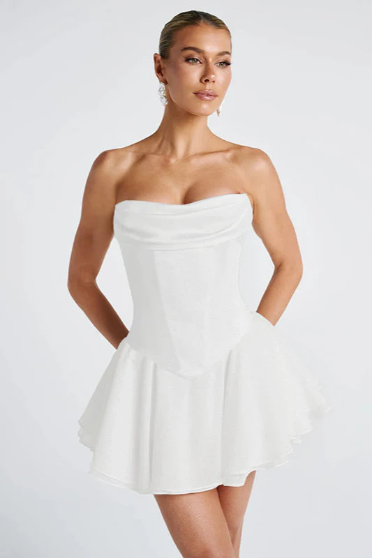 Cowl Neck Strapless Waist-Cinched Party Dress - Image 13