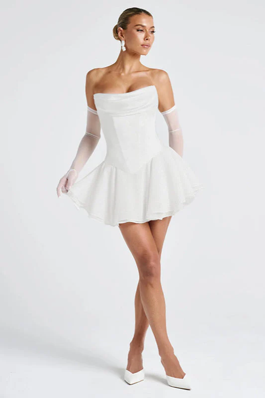 Cowl Neck Strapless Waist-Cinched Party Dress - Image 2