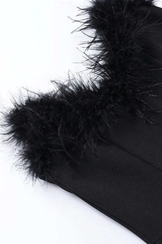 Strapless V-Neck Feathered Mermaid Party  Dress - Image 11