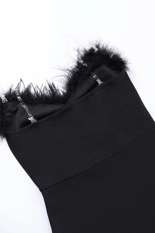 Strapless V-Neck Feathered Mermaid Party  Dress - Image 2