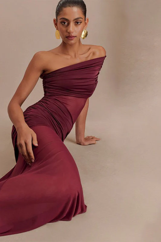 Mesh Panel Strapless Sheer Bodycon Party Dress - Image 5