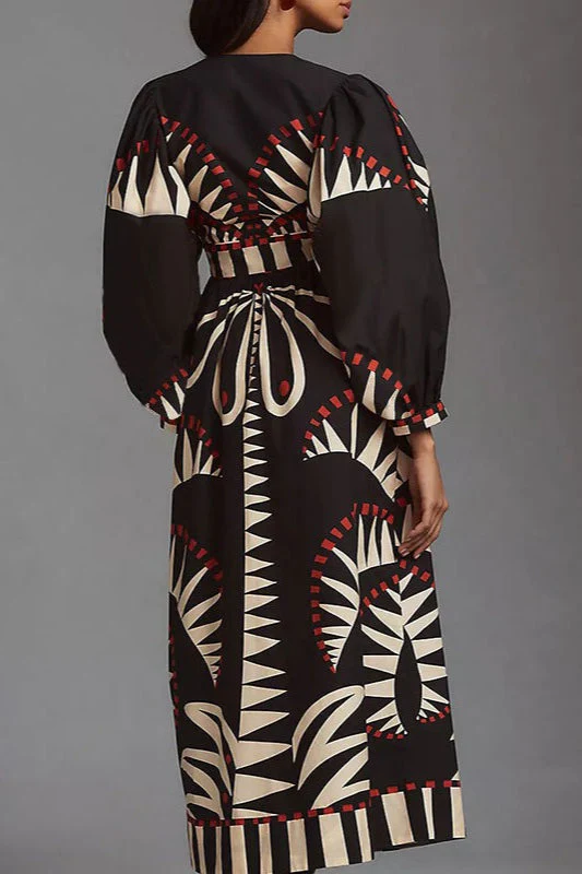 Retro Floral Long Sleeve Boho Dress - Image 4