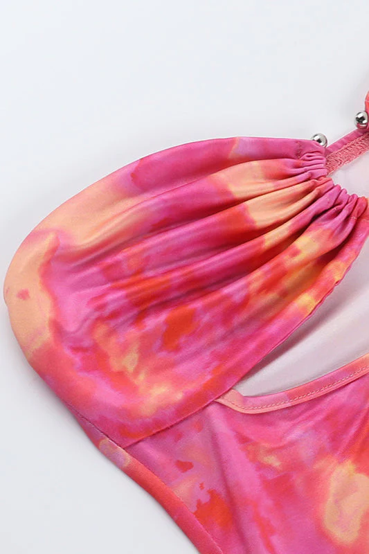 Floral Metal Ring Cutout Cami Party Dress - Image 12