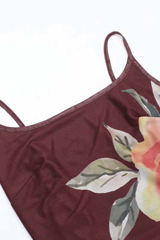 Floral Mesh Tie Split Bodycon Cami Party Dress - Image 8