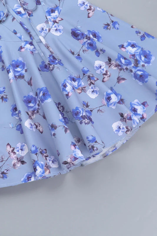 Floral A-line Cutout V-neck Spaghetti Strap Party Dress - Image 10