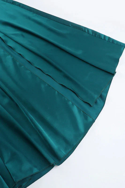Satin V-Neck Waist-Cinching Split Dress Party Dress - Image 12