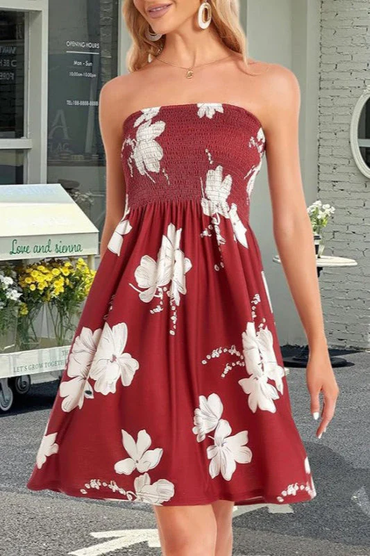 Bohemian Floral Bandeau Beach Boho Dress - Image 3