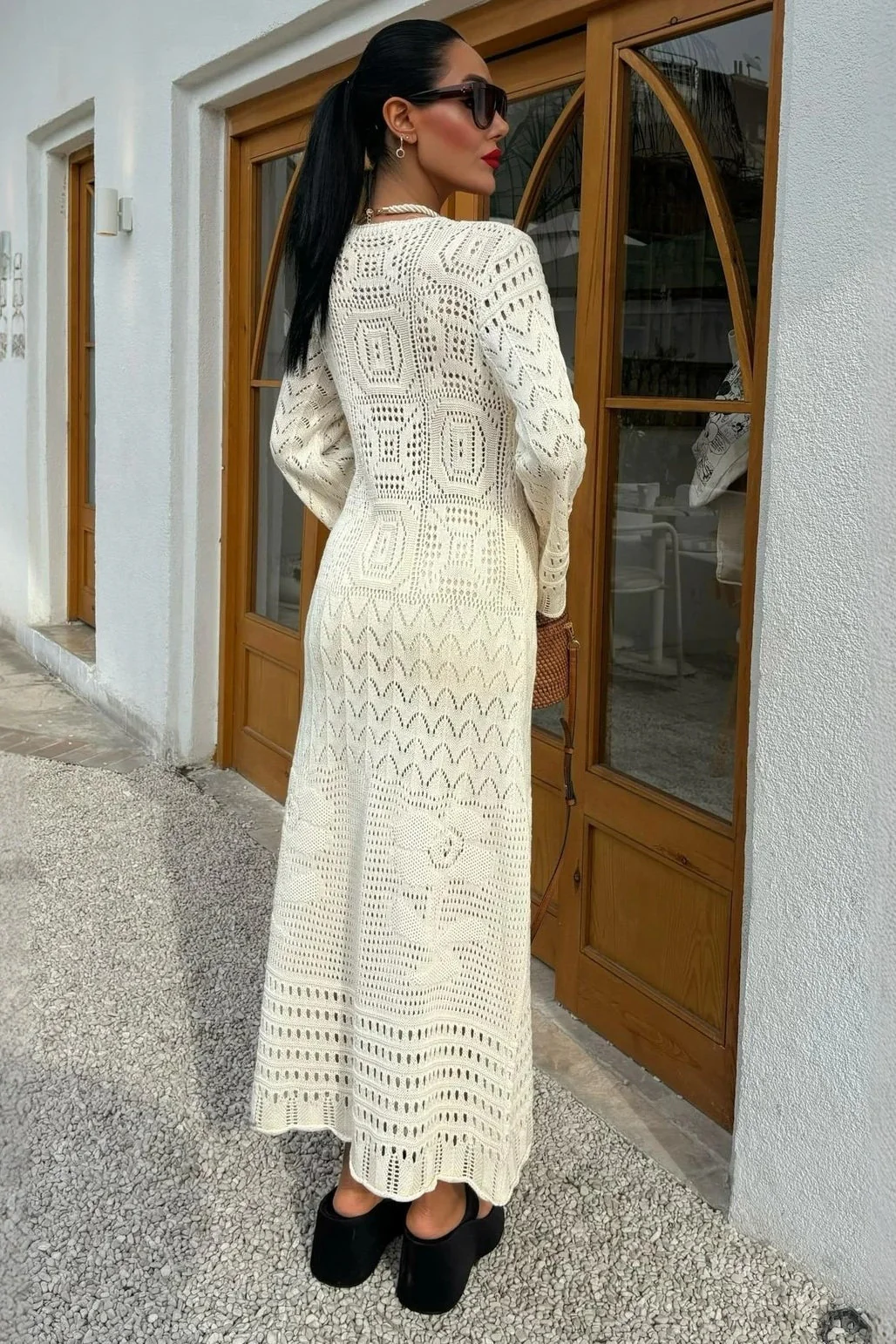 Chic Knit Hollow Bodycon Boho Dress - Image 4