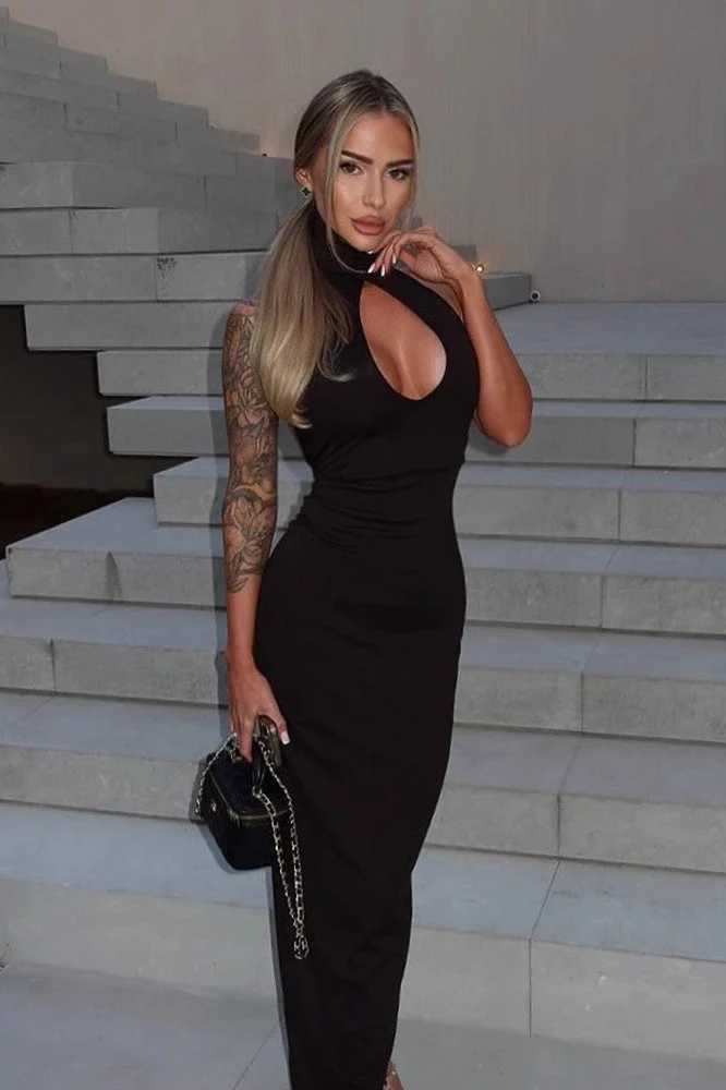 Sleeveless Cutout Stretchy Maxi Dress