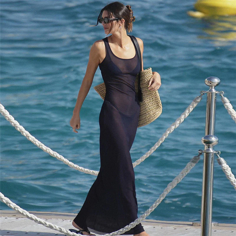 Sexy Sheer Mesh Beach Resort Maxi Dress - Image 5