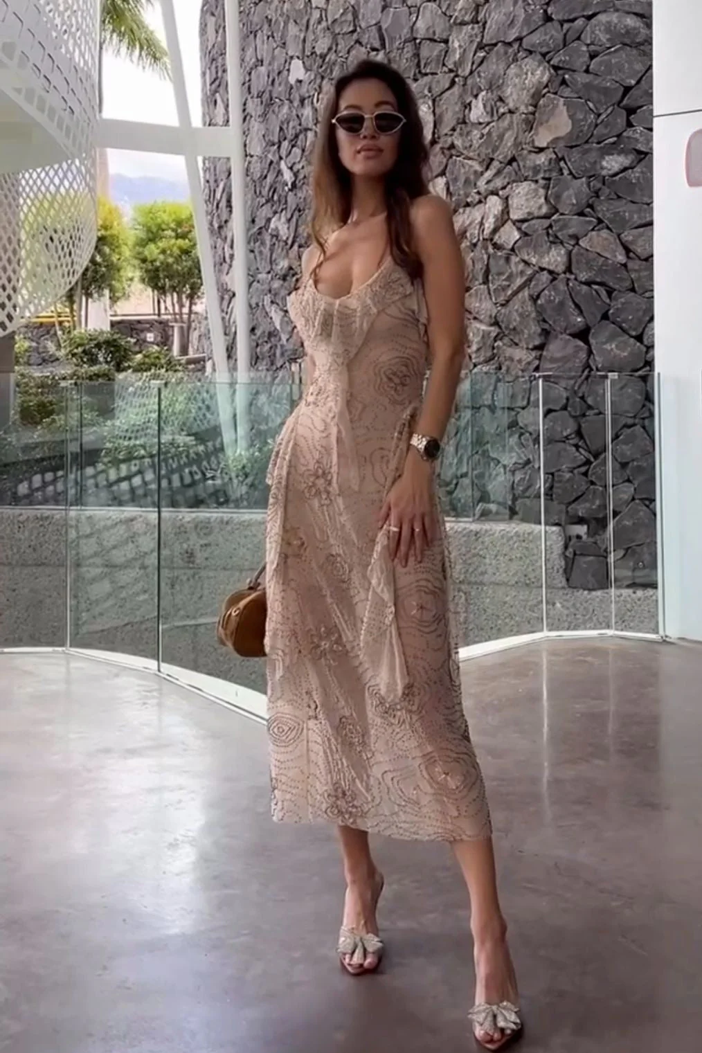 Embellished Sheer Solid Maxi Dress - Image 4