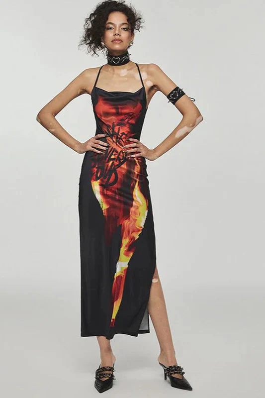 Flame Print Cami Maxi Dress - Image 3