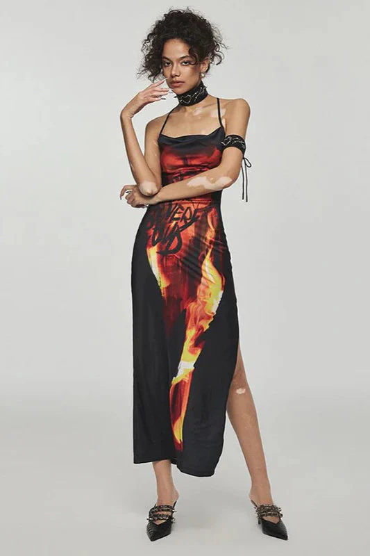 Flame Print Cami Maxi Dress - Image 4