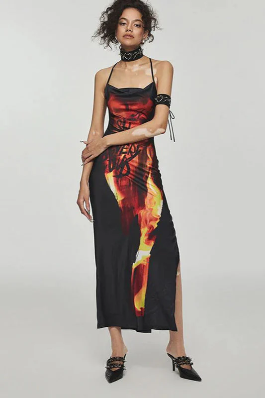 Flame Print Cami Maxi Dress - Image 5