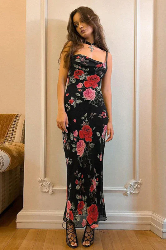 Vintage Floral Bodycon Party Dress