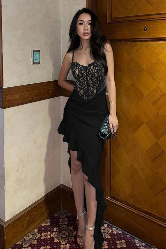 Wavy Hem Slit Bodycon  party Dress - Image 3