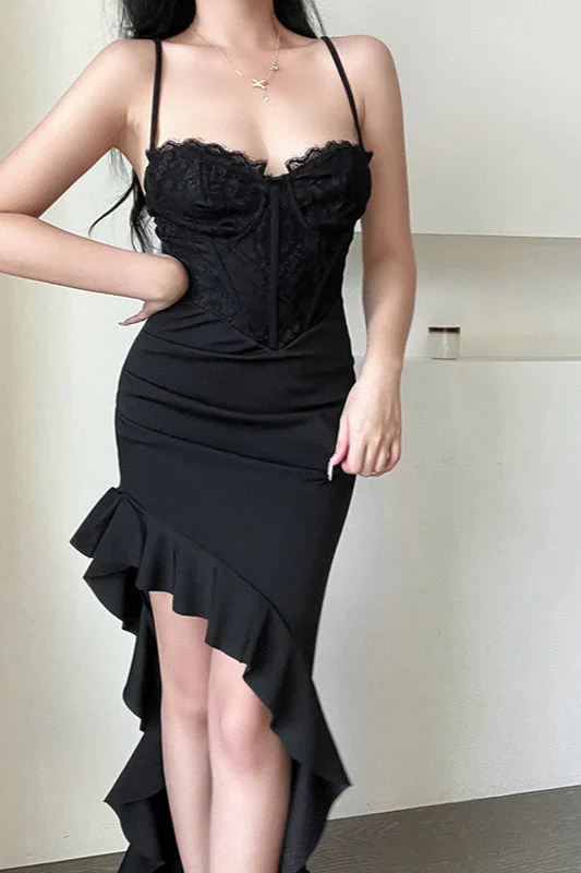 Wavy Hem Slit Bodycon  party Dress - Image 4