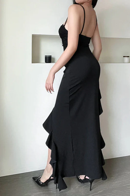 Wavy Hem Slit Bodycon  party Dress - Image 8