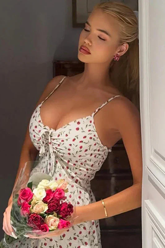 Sweet Floral Tie-back High Waist Cami Maxi Dress - Image 4