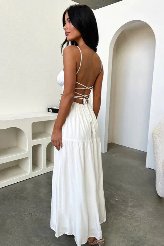 Backless Cami A-Line Dress with Waist Tie Party Dress - Image 11